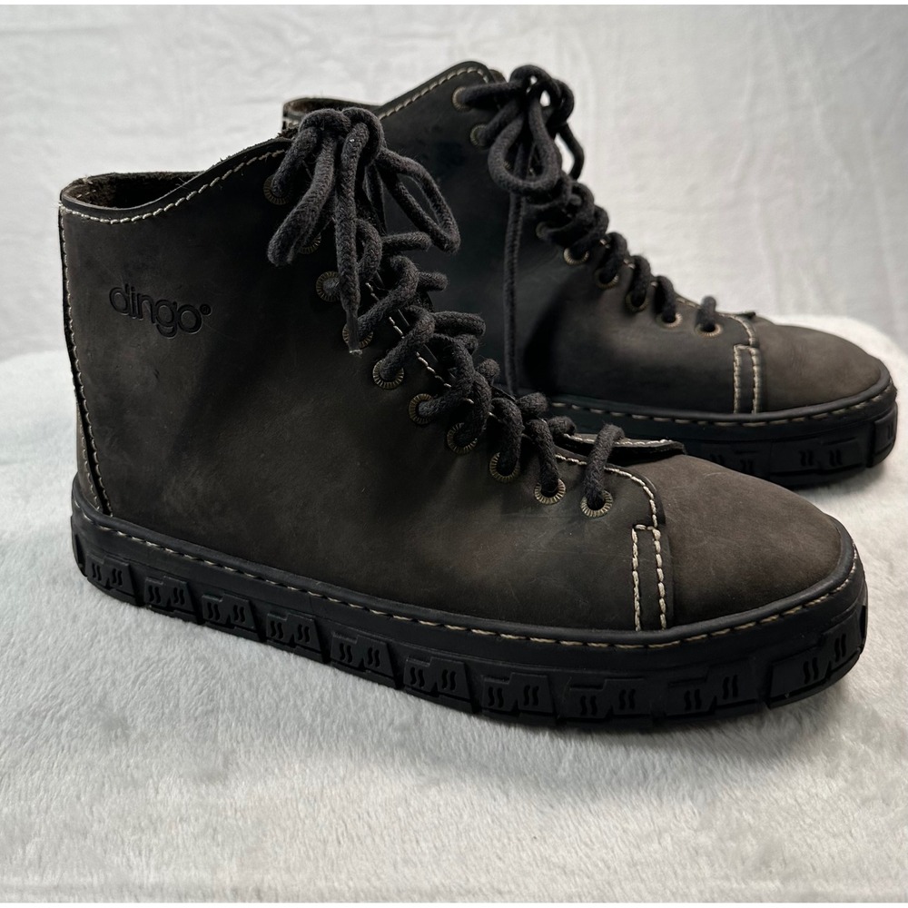 Dingo Womens Leather Distressed Lace Up Boots 8 Chunky Combat Grunge Brown